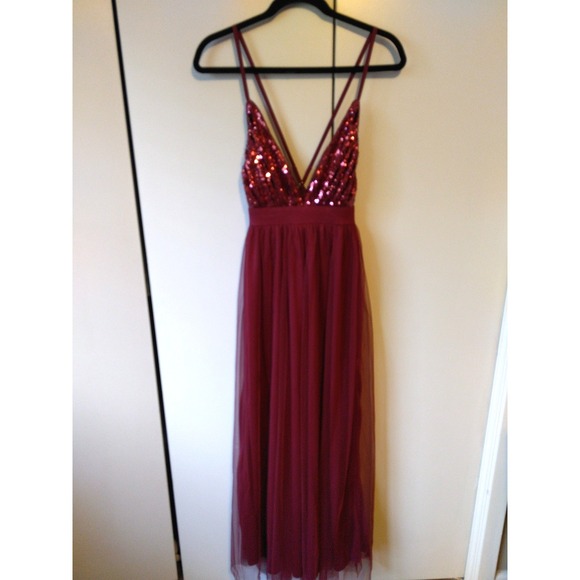 The Unbranded Brand Dresses & Skirts - Womens Sequin and Mesh Maxi Dress Size M High Waist Dark Fairy Romantic Glam